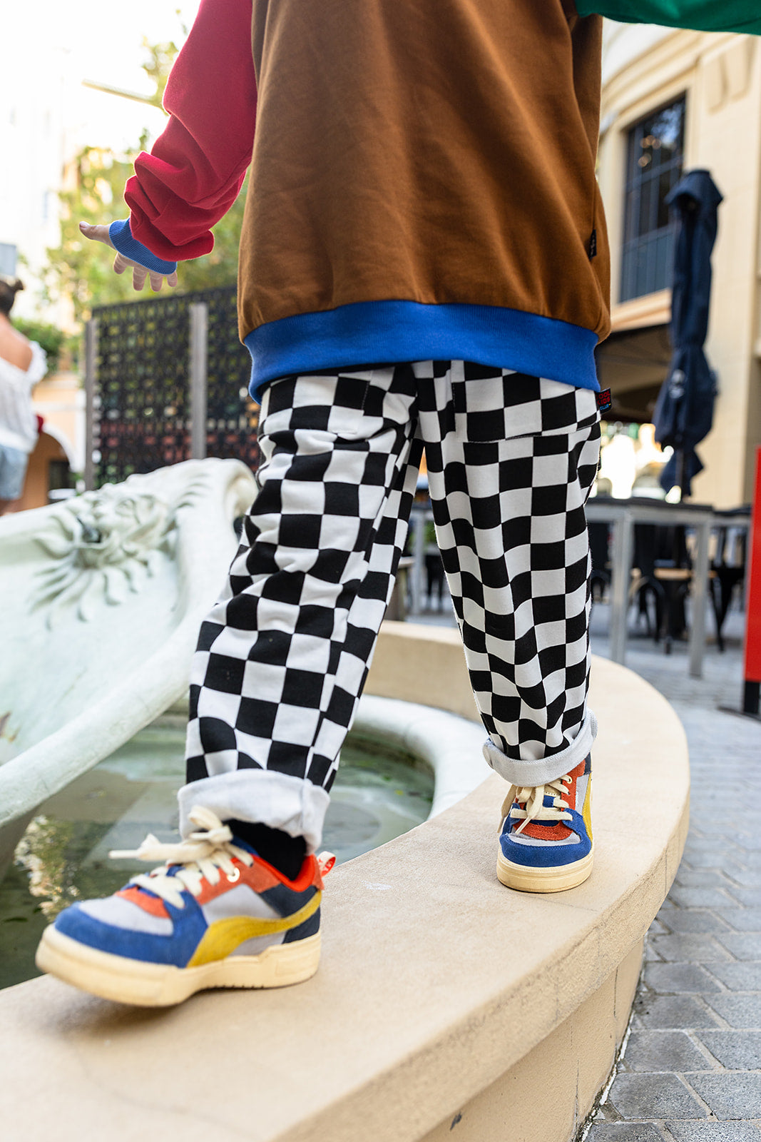 Alfie Kids Black White Finish Line Checker Pants