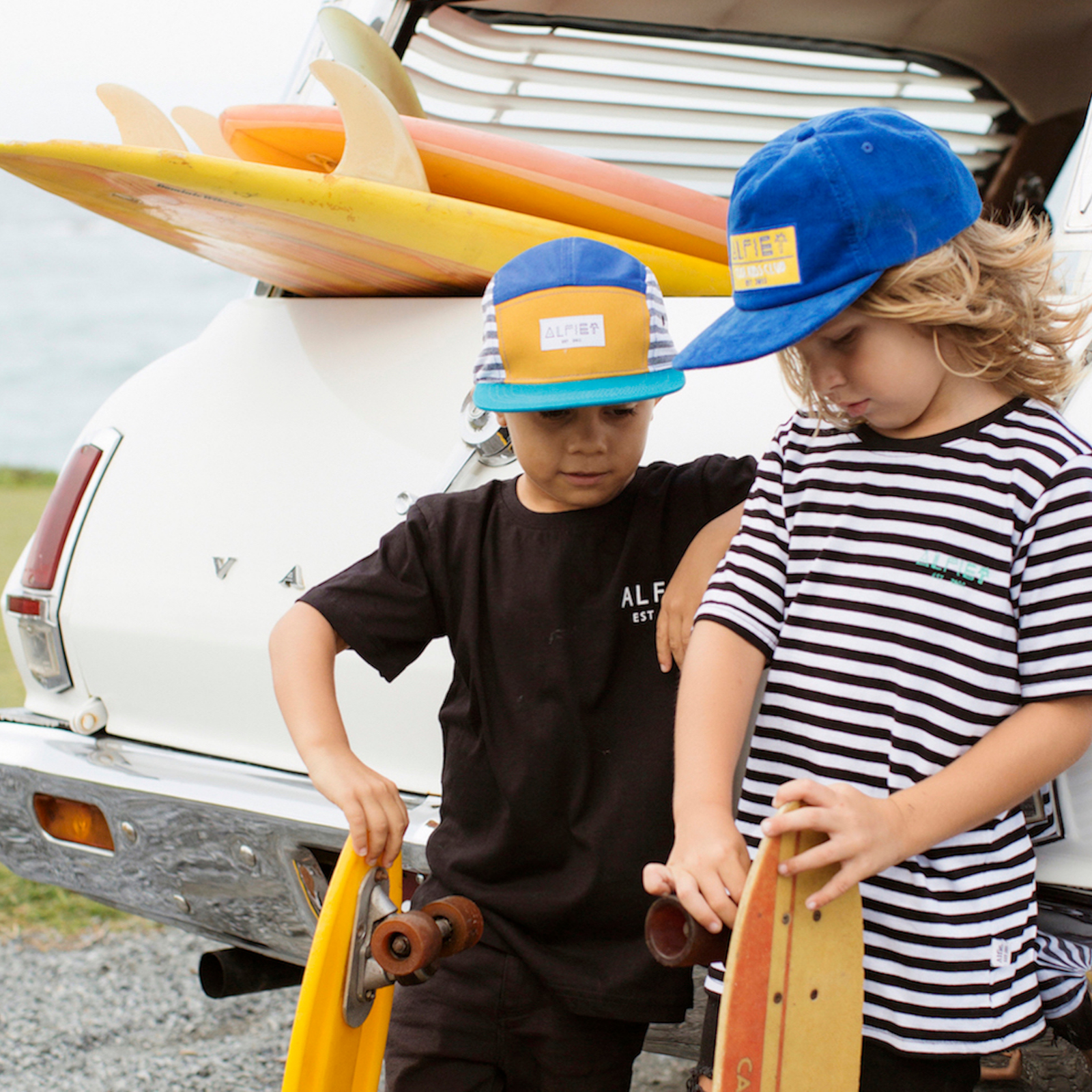 Alfie Blue Cord Panel Cap Kids Hat