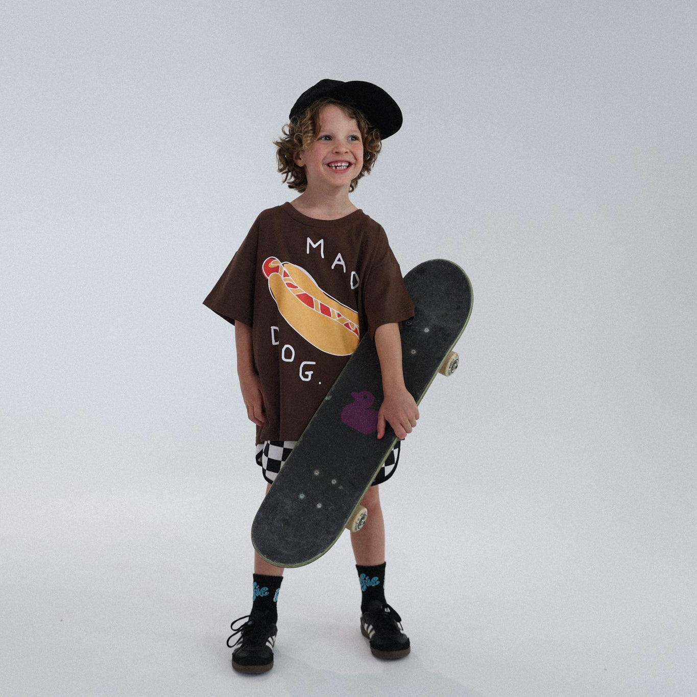 Alfie Brown Mad Dog Tee – Retro Hotdog Kids T-Shirt (0–16) | 100% Cotton