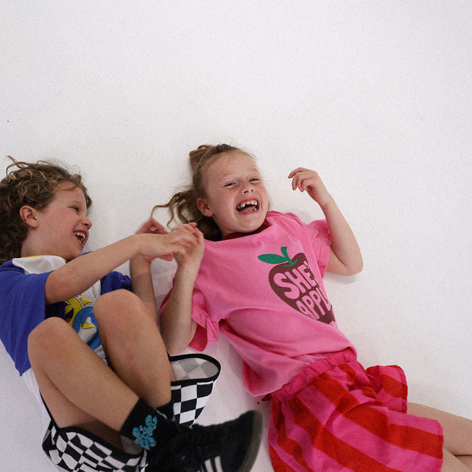 Alfie Girls Pink and Burgundy She's Apples Cotton Oversized T-Shirt Sizes 0-16