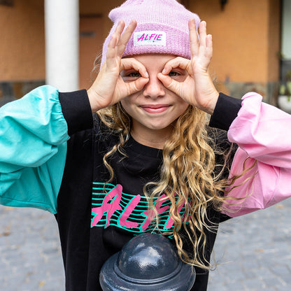 Alfie Black Aqua & Pink Radness Madness Long Sleeve Kids Tee