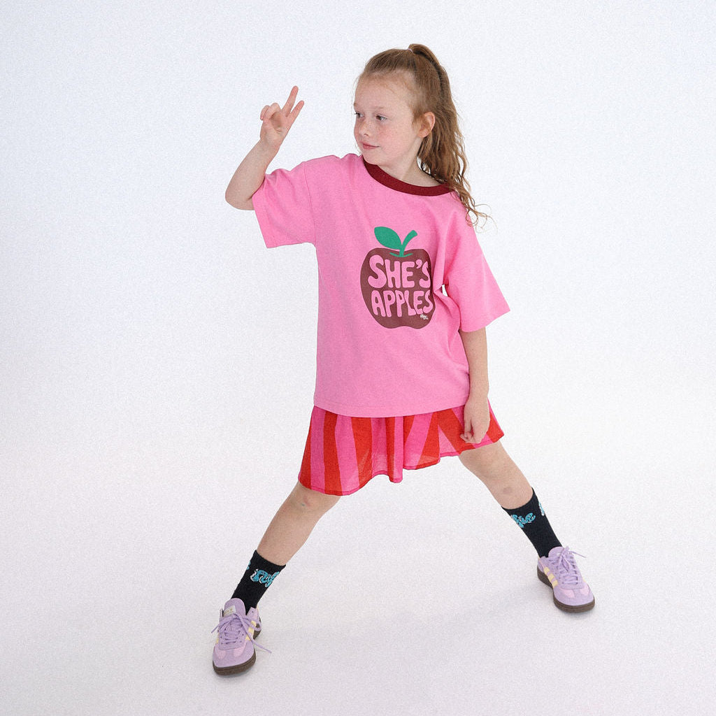 Alfie Pink and Red Stripe Cotton Party Skirt Girls 2-10