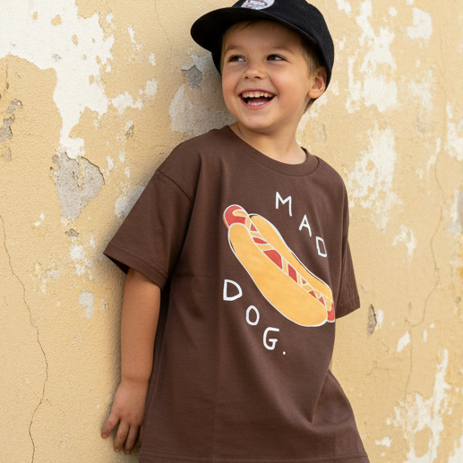 Alfie Brown Mad Dog Tee Kids Cotton TShirt
