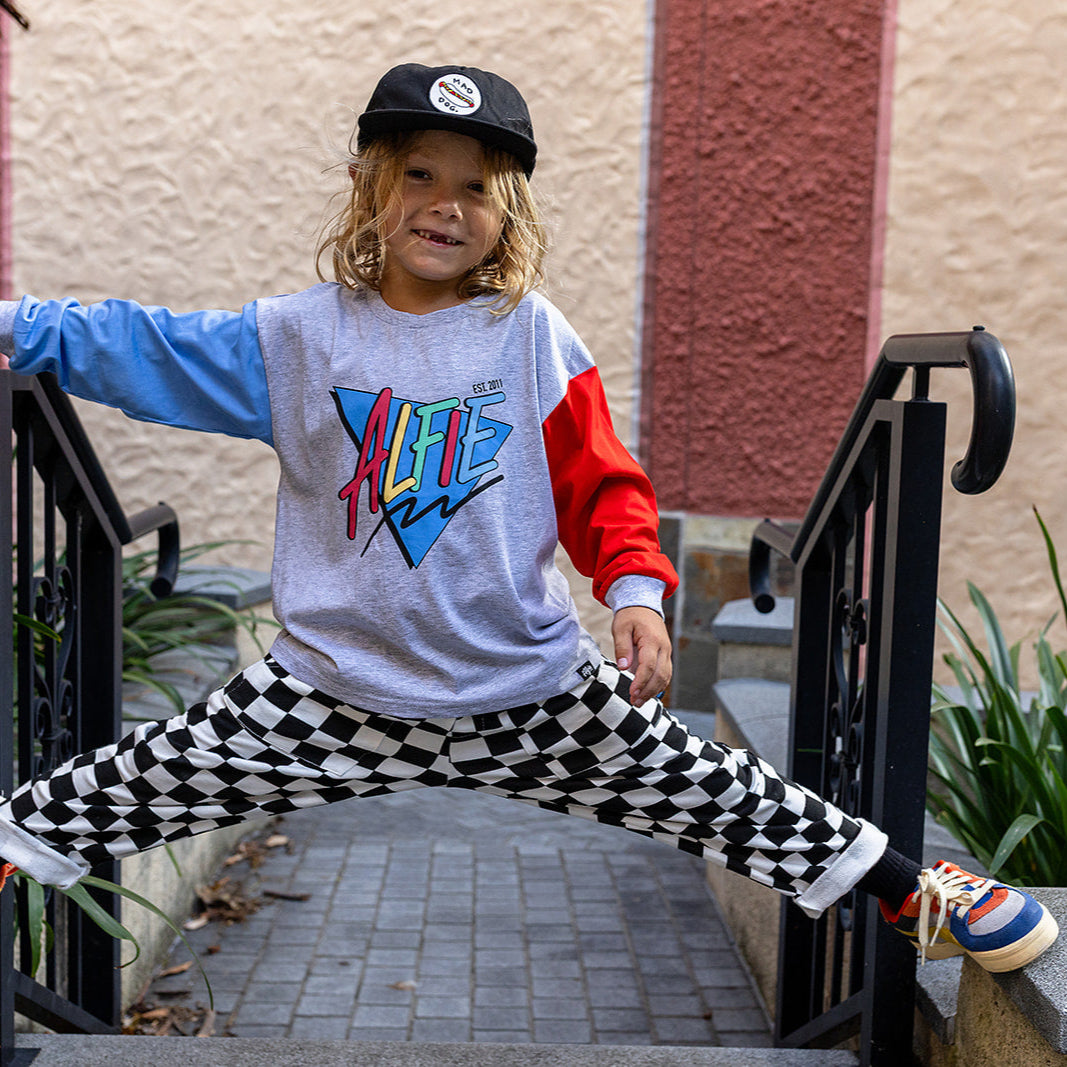 Alfie Kids Grey Blue & Red Long Sleeve TShirt