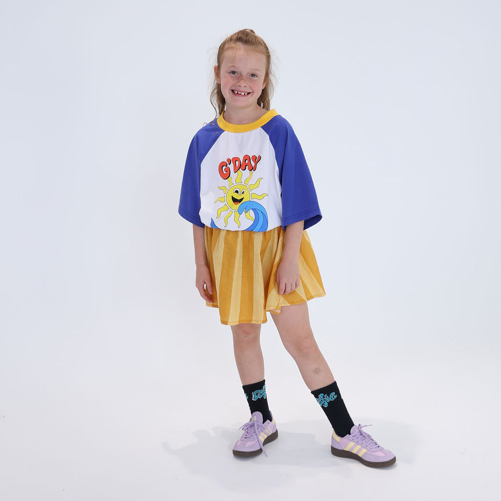 Alfie Girls Sunflower Yellow Stripe Party Skirt Yellow 2-10