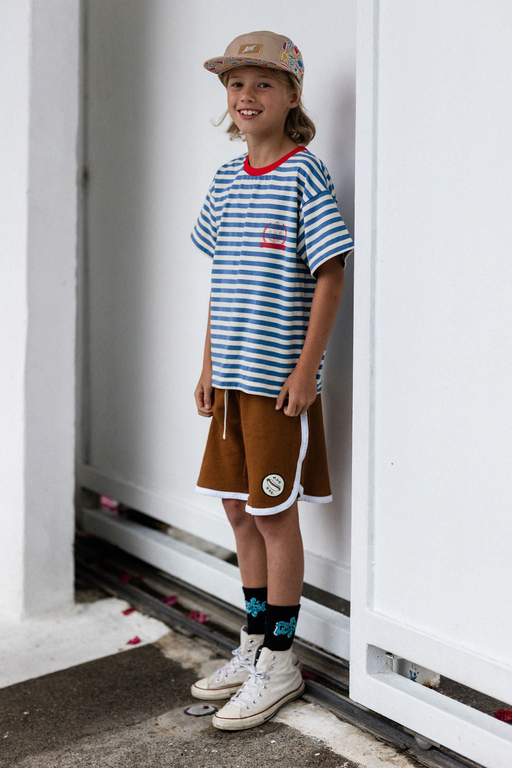 Alfie Tan Retro Cap with Bright Pattern Five Panels Baby Kids Toddler
