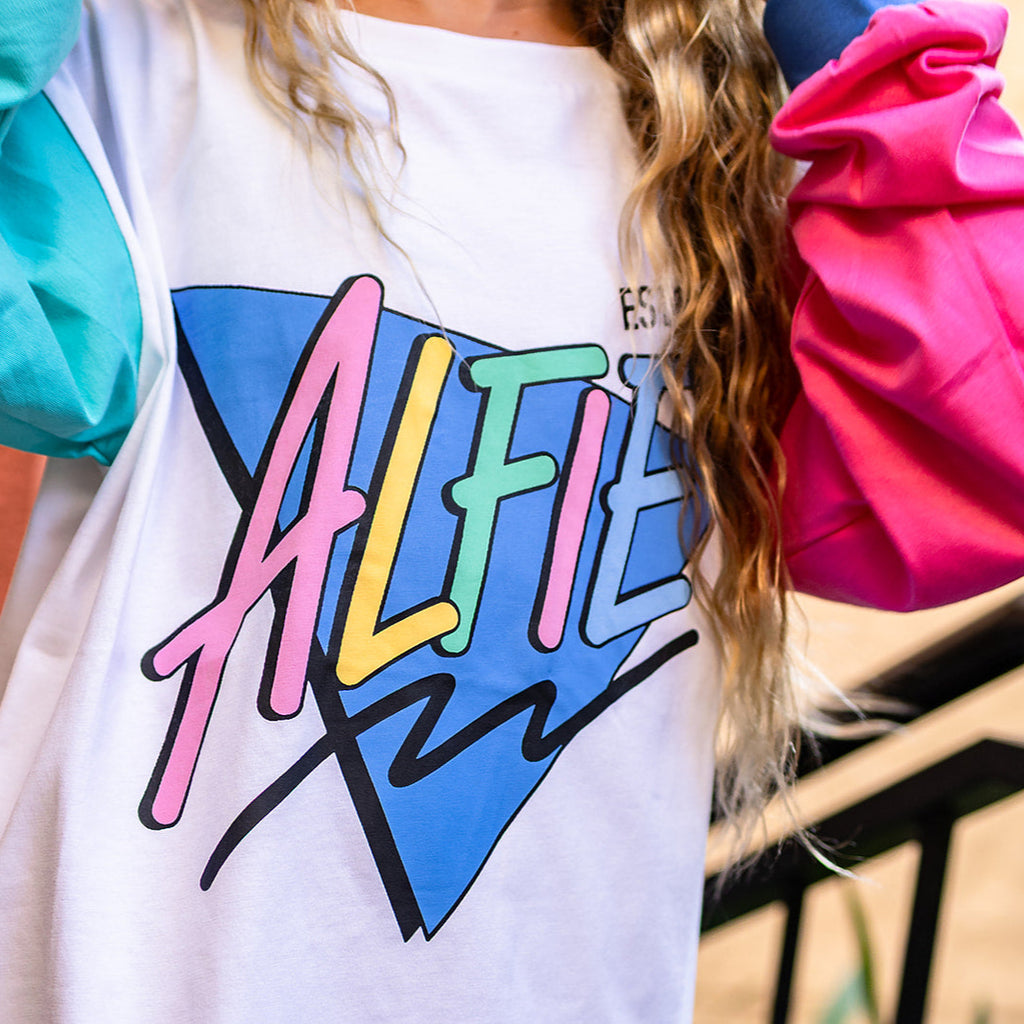 Alfie White Aqua & Pink Radness Bermuda Long Sleeve Kids Tee