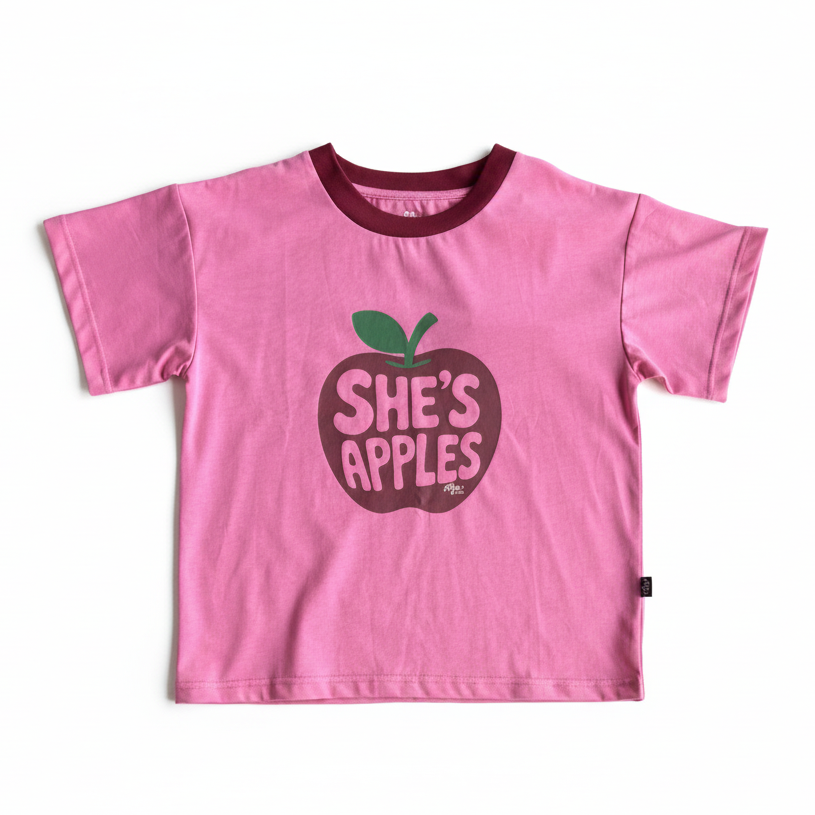 Alfie Girls She's Appples Pink and burgandy Tshirt 