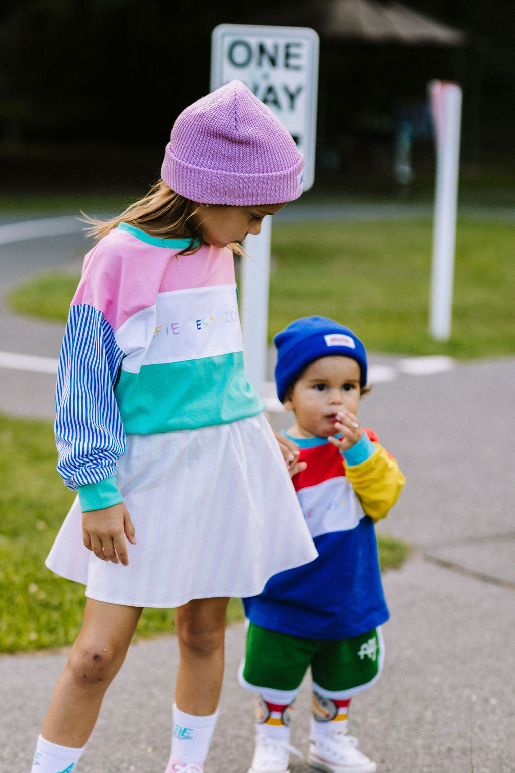 Alfie Harvi Pastel Pink Aqua and Blue Long Sleeve Kids Tee