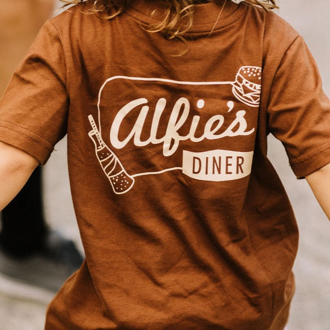 Alfie Diner Tee in Brown with Tan Print