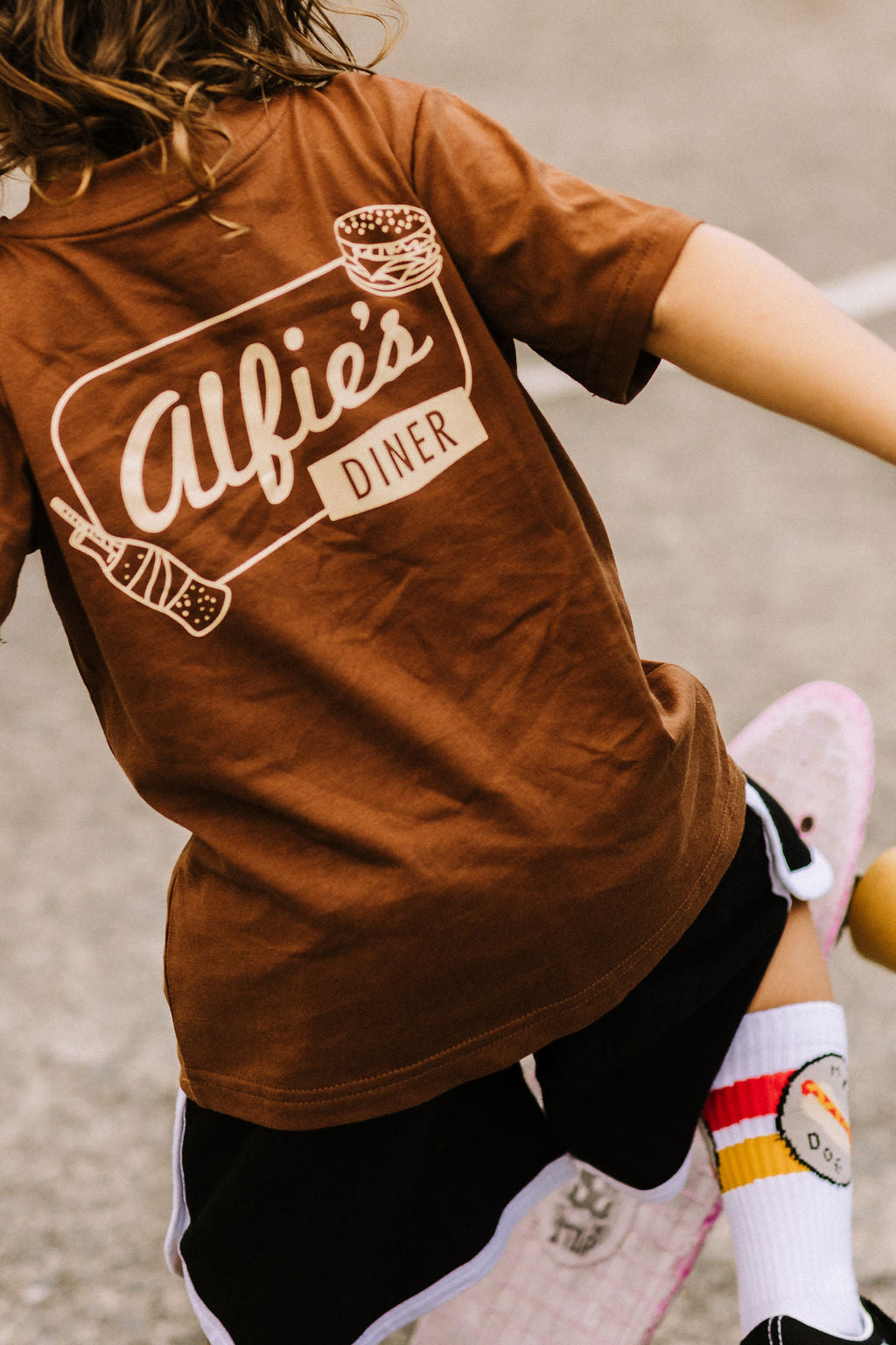 Alfie Diner Tee in Brown with Tan Print