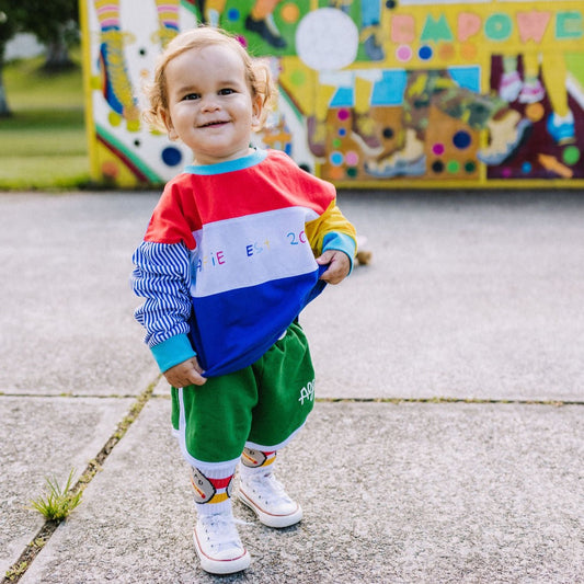 Alfie Prime Block Tee in Red Blue and Yellow Long Sleeves Kid Tee