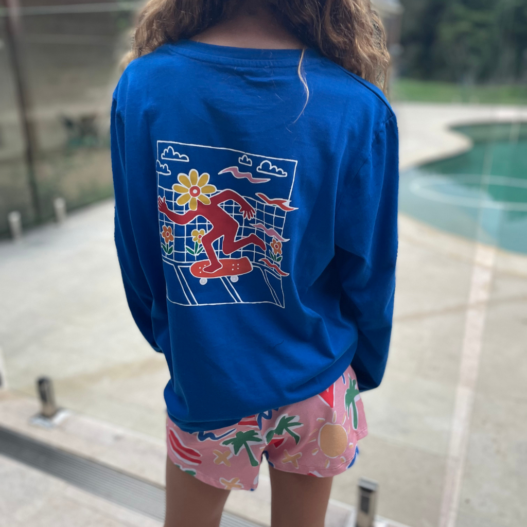 Blue Flowerman Long Sleeve Tee