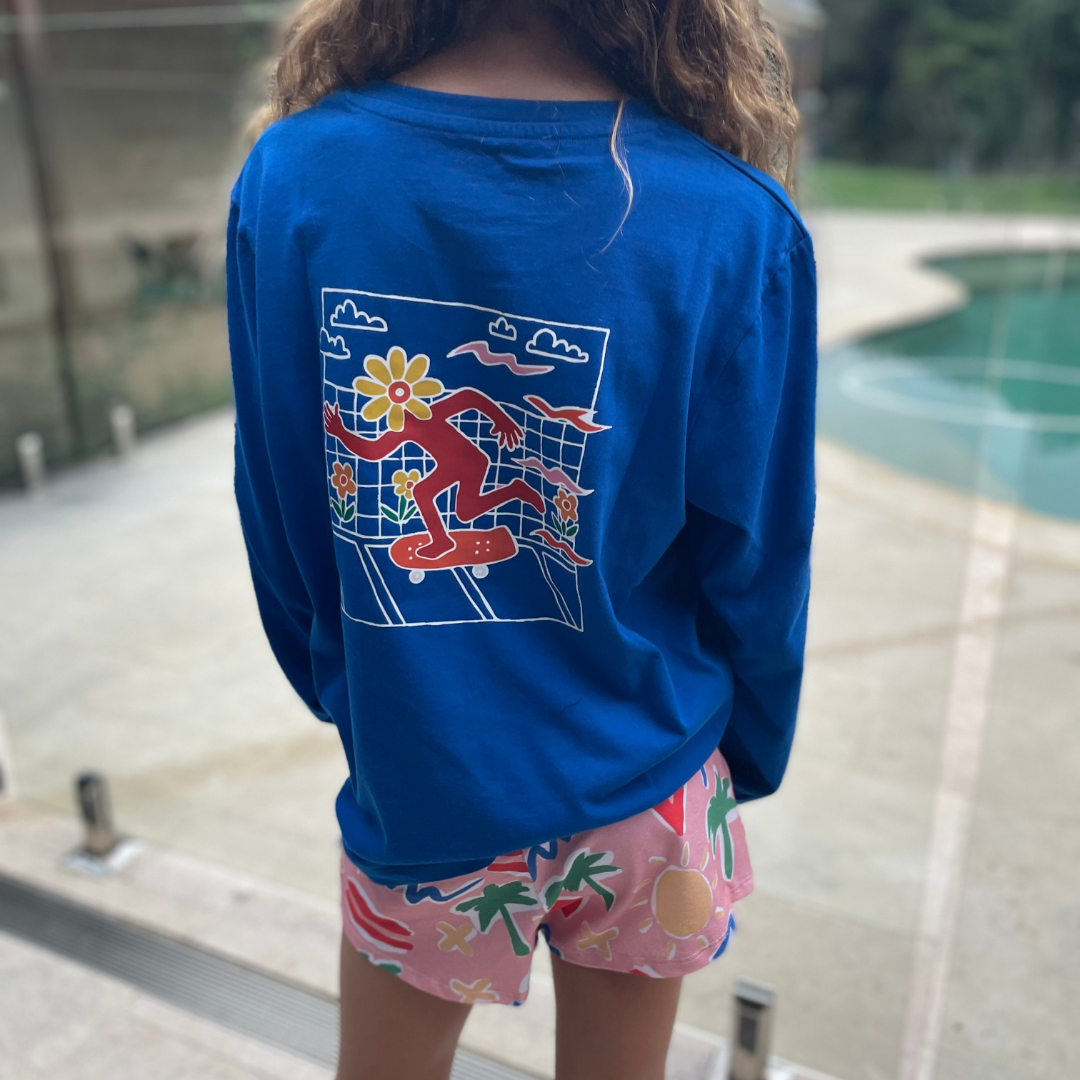 Blue Flowerman Long Sleeve Tee