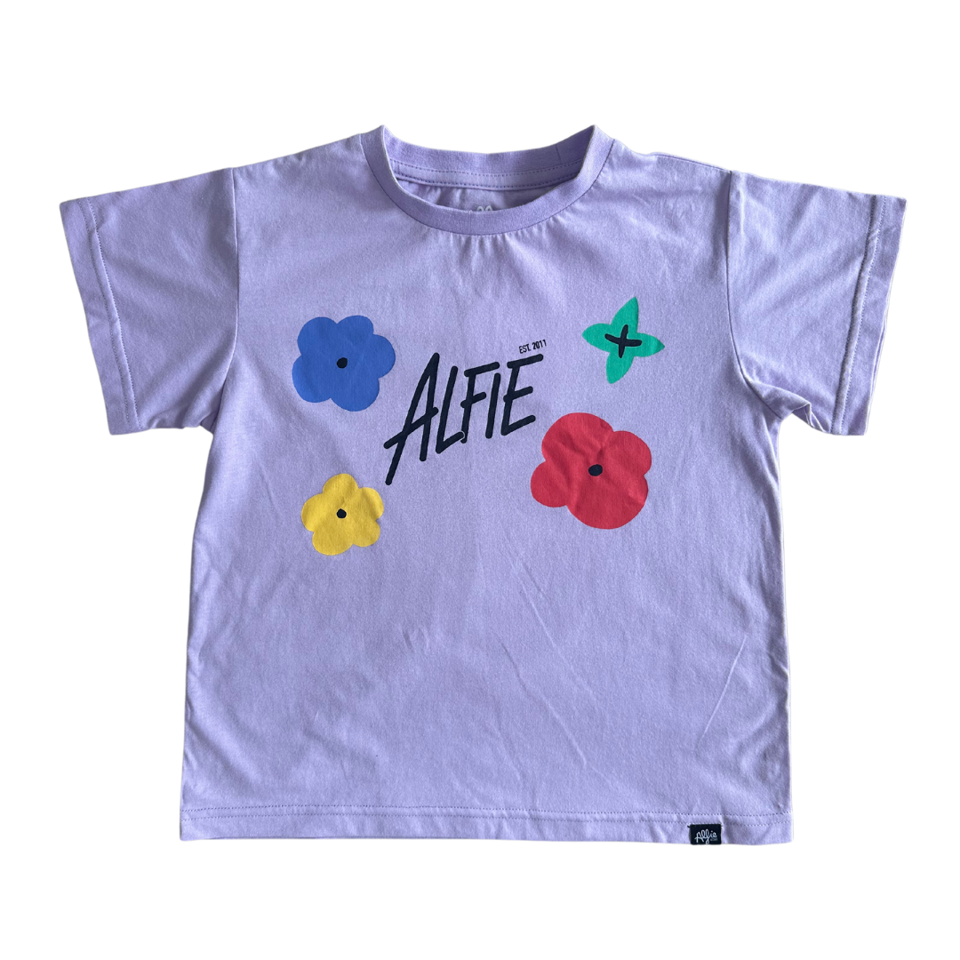 Alfie Lilac Purple Flower Tee Oversized Fit For Kids, Girls and Tweens