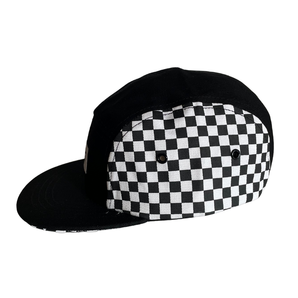 Checkers Five Panel Cap Alfie Black Cotton Kids Hat