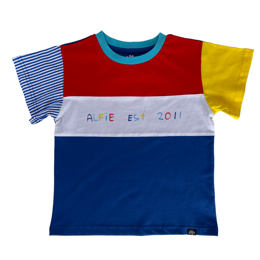 Alfie Prime Block Tee In Red, Blue and Yellow