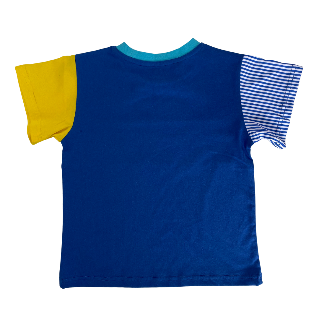 Alfie Prime Block Tee in Red Blue and Yellow