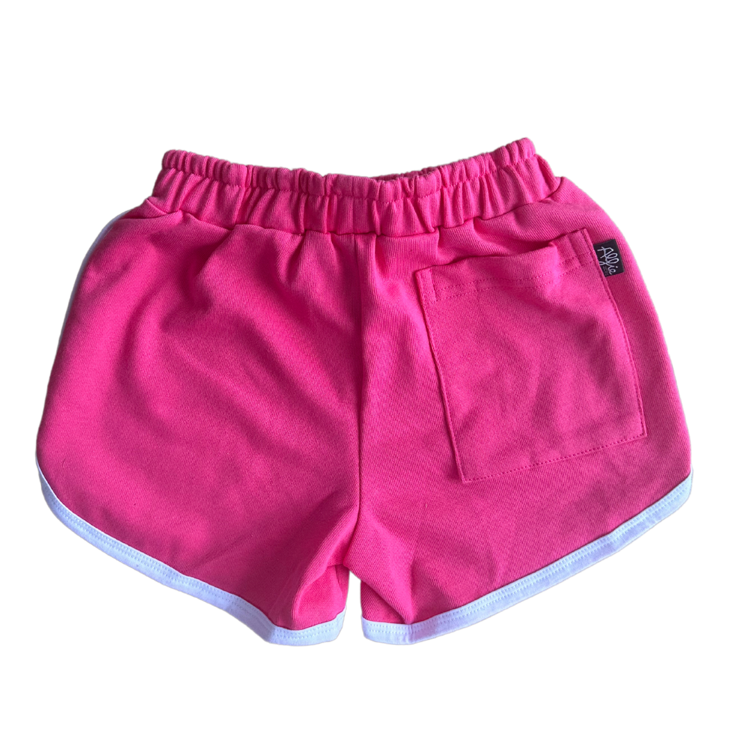Alfie PinK Terry Cotton 70s Tennis Shorts for Kids With White Piping