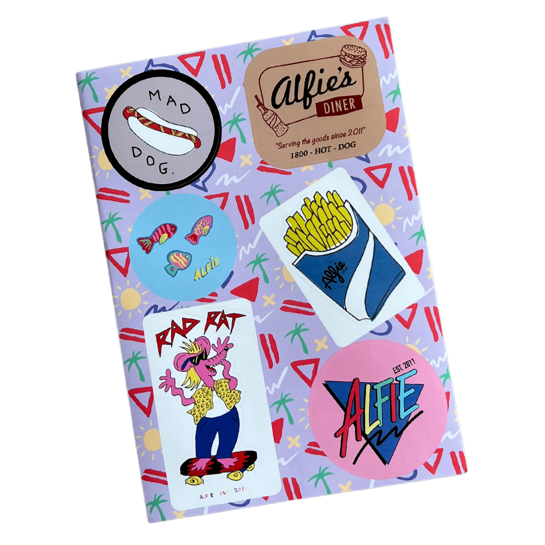 Alfie Sticker Sheet - Cool Vinyl Decals for Skateboards, Helmets and Everywhere!