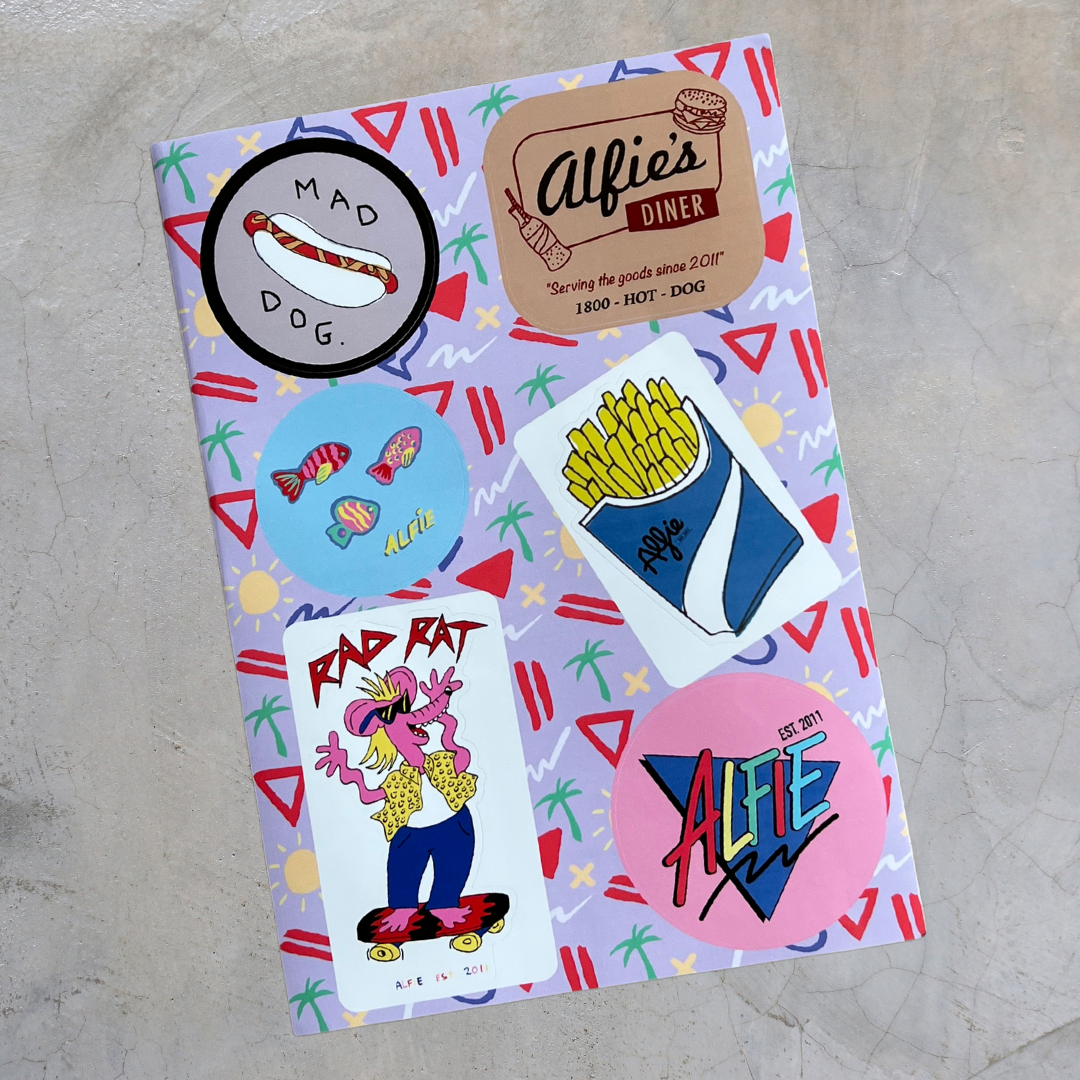 Alfie Sticker Sheet - Cool Vinyl Decals for Skateboards, Helmets and Everywhere!