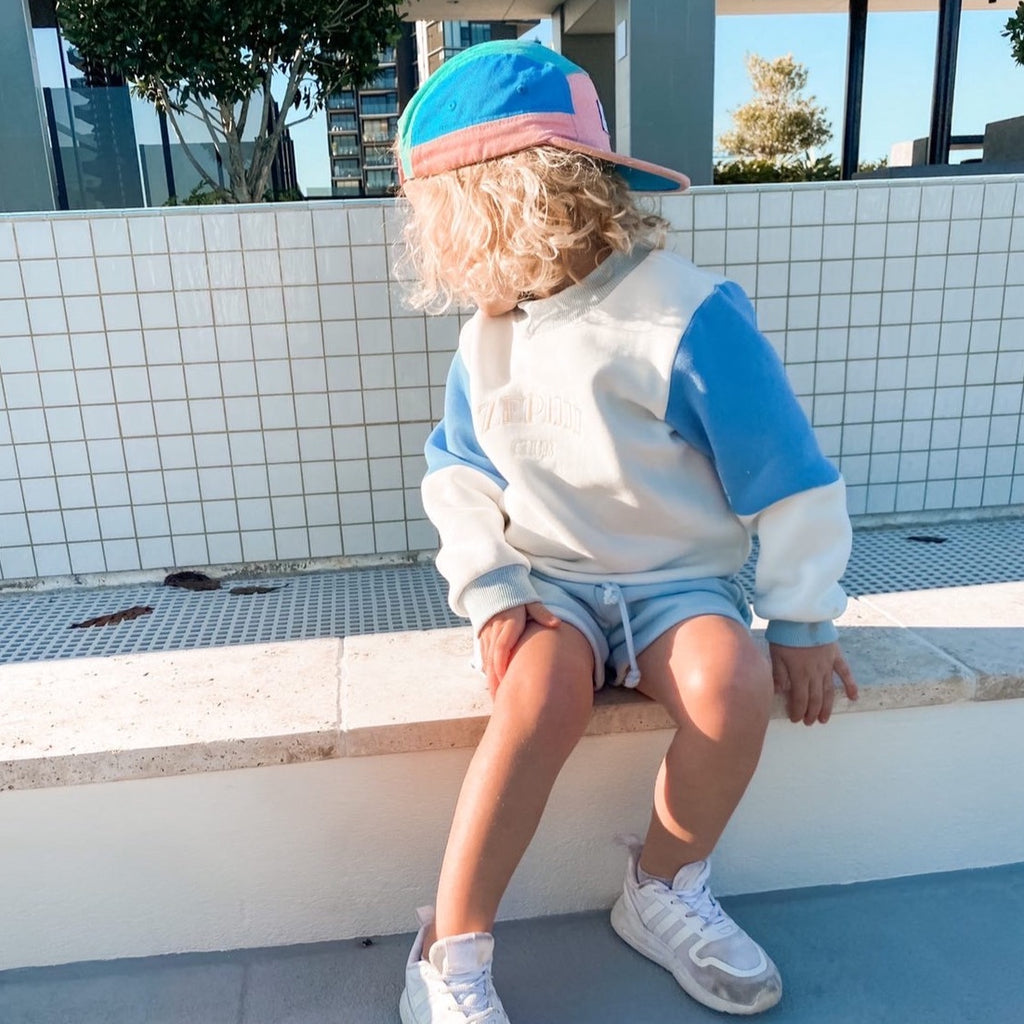 Alfie Harvi Pastel Blue Pink Aqua Panel Cap For Cool Kids