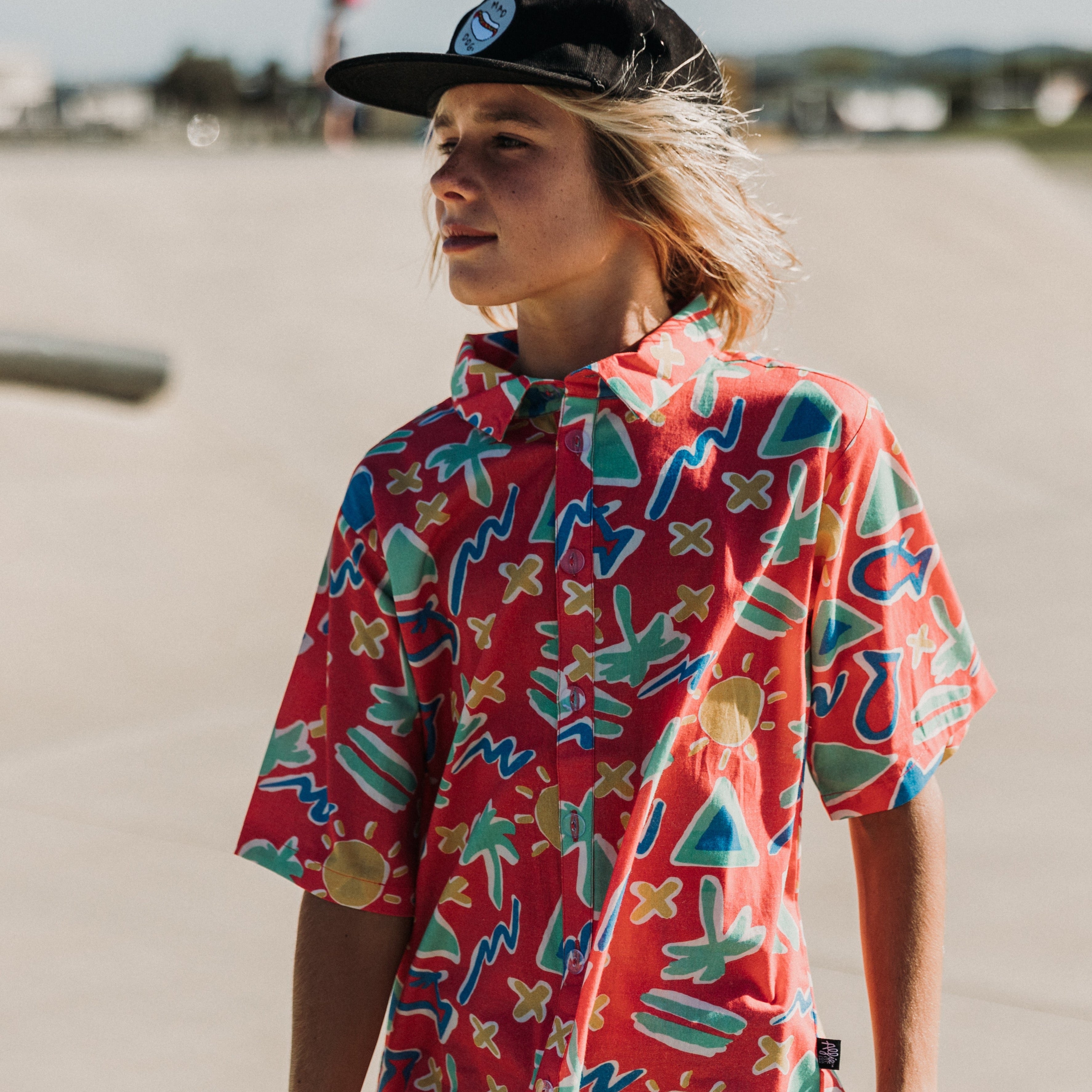 Kids Bright Tropicool Alfie Party Shirt Red