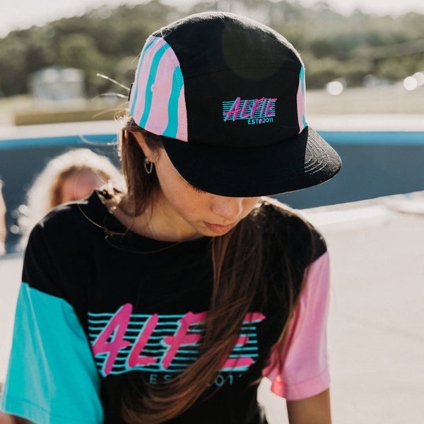 Pink, Aqua & Black Stripe Cool Alfie Radness Madness Kids Cap