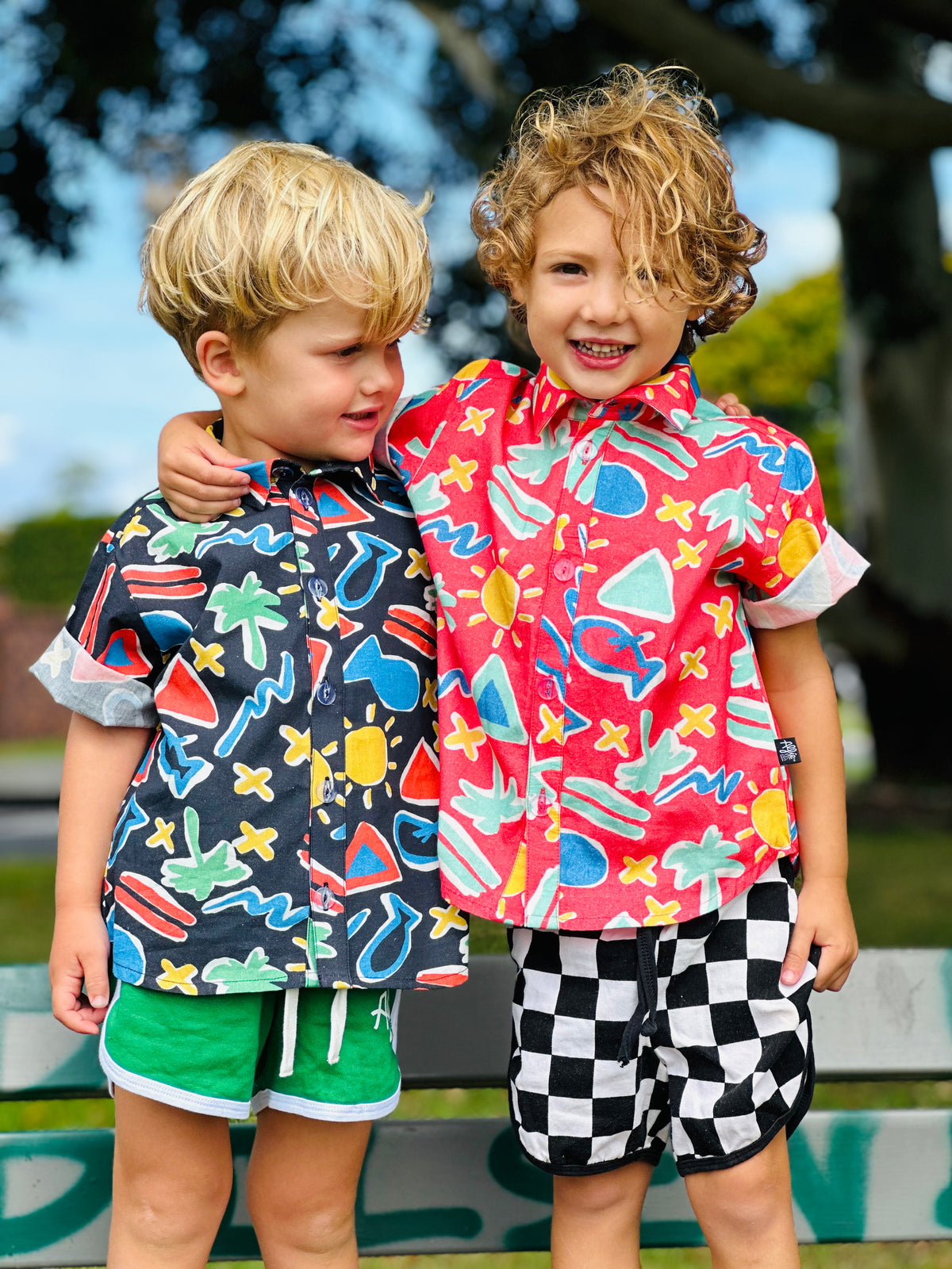 Alfie Red Retro Cotton Party Shirt for Kids